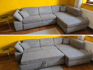 Große L-Couch mit Schlaffunktion & Stauraum   gebraucht