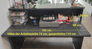 Kassentheke   Verkaufstheke Anthrazit mit Spiegelglas-Aufbau