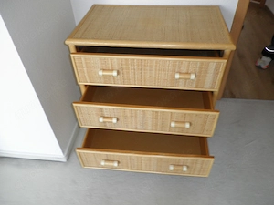 Kommode Holz   Rattan, 3 Schübe, B 80 cm  H 76 cm