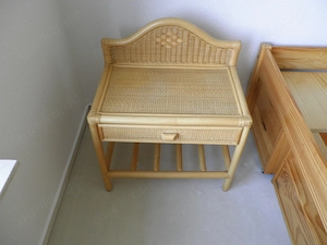 2 Nachttische, Holz   Rattan, 1 Schub,  B 56 cm H 45 cm
