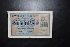Banknoten Bayerische Notenbank Konvolut aus 1922 23 (3 Stück):