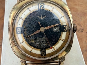 ANKER Vintage Herren Armbanduhr 21 Jewels Nivaflex Date Gold Optik Läuft Bild 4