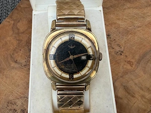 ANKER Vintage Herren Armbanduhr 21 Jewels Nivaflex Date Gold Optik Läuft