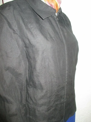 Edel Klassik Original VINTAGE 100% Leinen Blazer Kurz Jacke MARC CAIN 38- 40  S- M schwarz Gothic