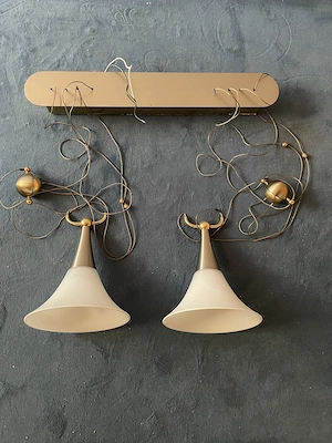 Pendelleuchte Hängelampe Messing Glas Vintage 70e