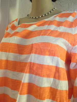 NEU m.E. Neon Block Streifen Dreiviertel Arm T- Shirt H&M Gr. 40- 42  M mandarin orange crem  beige