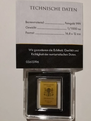 Goldbarren "Konrad Adenauer" der Kanzlerserie  1 1000 oz 999er Feingold mit Zertifikat Bild 2