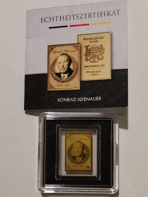 Goldbarren "Konrad Adenauer" der Kanzlerserie  1 1000 oz 999er Feingold mit Zertifikat