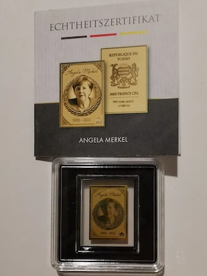 Goldbarren "Angela Merkel" der Kanzlerserie  1 1000 oz 999er Feingold mit Zertifikat