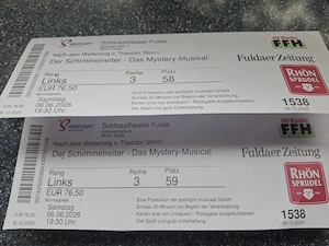 2 Tickets für Schimmelreiter Fulda 6.6.