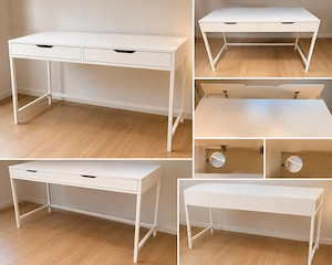 IKEA ALEX Schreibtisch Weiß m. 2 Schubladen & Kabelmanagement