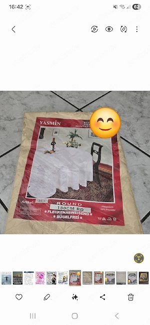 Tischdecke neu, rund, mega groß XL, Farbe beige zu verkaufen !!! Bild 2