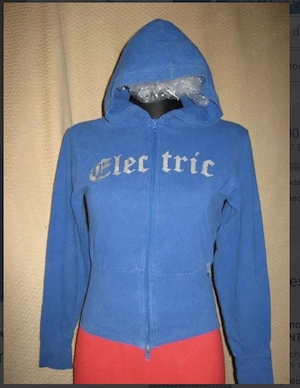 Silber Glitzer Kapuzen Hoodie Zipper Sweater Sweat Shirt Cardigan Jacke 38-40  S-M royal königs blau