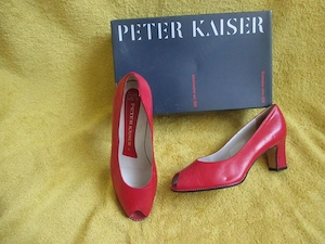 NEU Elegant klassisch Echt Leder Peep Toes Pumps Sandaletten Schuhe Peter Kaiser Gr. 4  37  rot