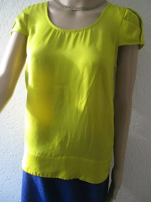 NEU Seiden Satin Puffärmel Kurzarm Bluse ZARA BASIC Gr. 38- 40  S- M neon zitronen limonen gelb