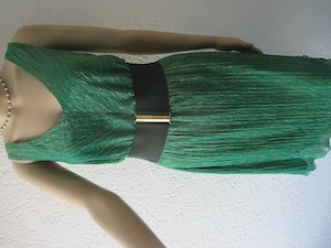  NEU 20er Jahre Style Plise  Falten Lurex Glitzer Cocktail Abend Etui Kleid ESPRIT 40-42 M grün gold