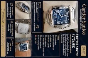 Cartier Santos mit Edelstahlarmband und Datumsanzeige