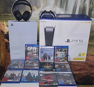 Sony PlayStation 5 Disc konsole mit Controller, Headset, OVP, und 11 Spielen