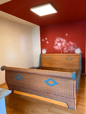 Bett Natur aus Rattan-Geflecht 180 x 200 cm ALARIC