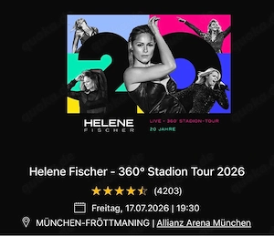 2 Karten für Helene Fischer, 17. Juli 2026. Allianz Arena, München