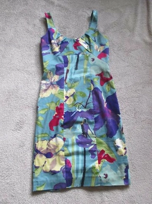 NEU Cocktail Anlass Ausgeh Blumen Blüten Flower Power Etui Kleid COAST 36  S türkis lila gelb bunt 