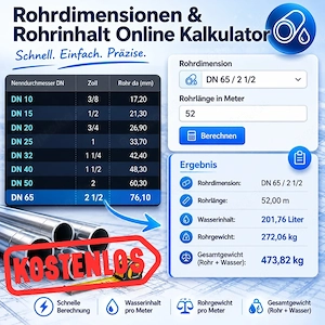 Kostenlose App für Rohrdimensionen   Rohrnennweiten: Online-Rechner für DN, Zoll und mm.