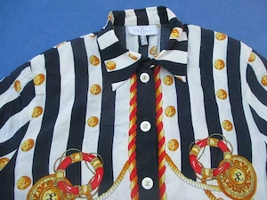 NEU Maritim Sailor Navy Marine Look 1980er VINTAGE Kurzarm Hemd Bluse ae Elegance Paris 40-44 M-L 