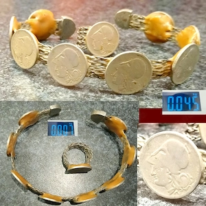Altes Drachme Armband + Ring, mit Göttin Athene Münzarmband 1926