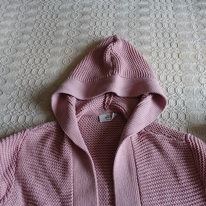 Damen - Strickjacke, Longstrickjacke, Cardigan, Grobstrick, Kapuze, Gr. 36 38 bzw. ca. Gr. S,altrosé