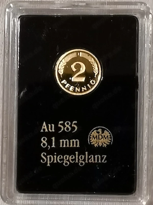 Sehr sehr seltener 2er Glückspfennig in 585er Gold 0,28 Gramm