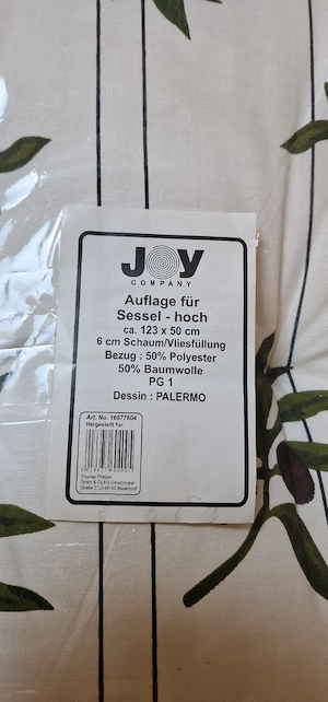 Joy Company Hochlehner Auflage Palermo 123x50 cm Gartenstuhl Polster Thomas Philipps