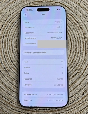 iPhone 16 Pro Max 256 GB TOP Zustand