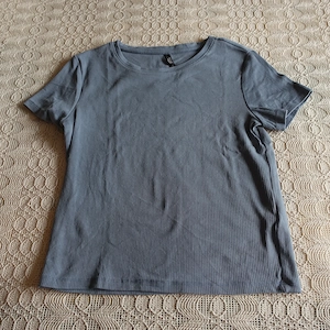 Damen - T-Shirt, gerippt, Rippen-Shirt, blau, Gr. S bzw. ca. Gr. 36