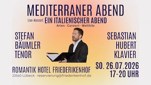Konzert & White Dinner Party Mediterraner Abend im Romantik Hotel Friederikenhof in Lübeck