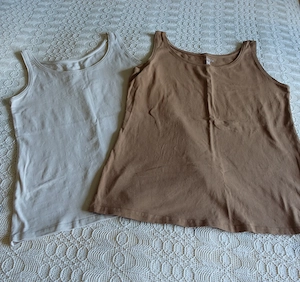 Damen - Trägerhemd, Top, Hemd, Set, 2 Stück, beige und braun, Gr. M, Janina