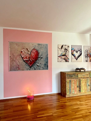 XXL Canvas-Wandbild 100x140 cm   Gebrochenes Herz   moderne Wandkunst auf Leinwandstoff