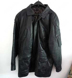 Halblange Herren- Lederjacke von Enrico Gorlani, schwarz, Größe 54, gut erhalten