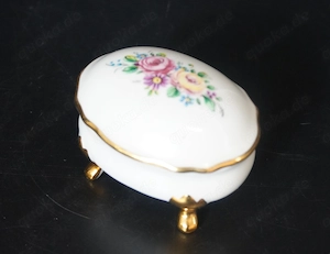 Porzellandose, Kleiber, bayer. Manufaktur, 8 x 6 cm, 22 Karat Goldrand