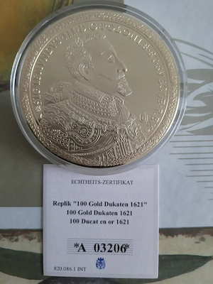 Gigantprägung 100 Gold Dukaten 1621 Sigismund III. Replik