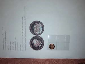 Kupferpfennig Medaille (Gedenkmedaille   Personenmedaille) 100-jähriger Geburtstag von Theodor Heuss