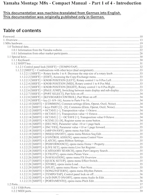 Yamaha M8X Synthesizer Manual Kompakt - Ausgabe in 4 Bänden in Englisch