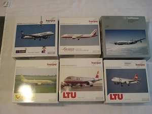 6 alte Herpa Wings Flugzeug Modelle 1:200 neuwertig OVP