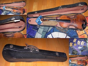 Alte Violine * Geige im Koffer *Kopie  Antonius Stradivarius Cremonensis  