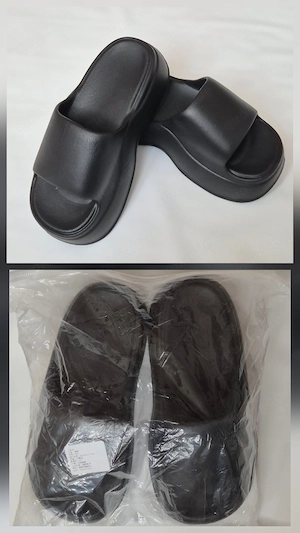 Neue schwarze Pantolette, Gr. 37 mit dicker Sohle