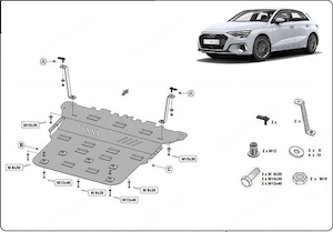 Stahl Motorabdeckung Unterfahrschutz Audi A3 (2020-2022) Umr stung mit Anbaumaterial Set