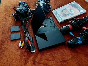 PlayStation 2 Slim SCPH-90004 Pal schwarz mit Zubehör im Bundle 