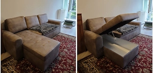 Ecksofa mit Schlaffunktion und Stauraum