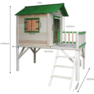 Baumhaus Spielhaus f r Kinder mit Balkon Stelzenhaus Garten Baum Turm Holzhaus