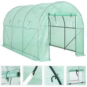 Foliengew chshaus 7m  aufrollbare T r 6 Fenster Treibhaus Tomatenhaus Pflanzenhaus Anzucht 350x200x2
