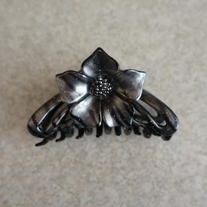 Haarschmuck - Haarklammer - Haarspange - anthrazit, glitzert, Blume, 3,50  